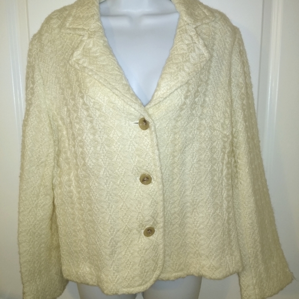 Apt. 9 Beautiful Cream Cable Knit Heavyweight Blazer Jacket Lady's 14
